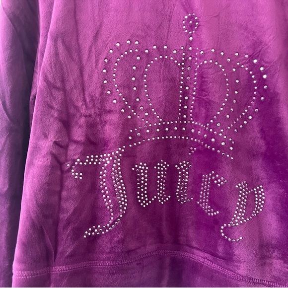 Juicy Couture Purple Velour Zip-Up Hoodie w/ Crystal Logo – NWT L - Picture 9 of 11